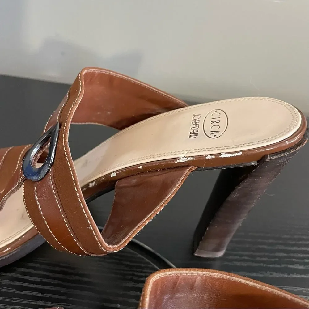 Circa Joan & David Brown Fabric Upper and Leather Sole Mule Sandal, 10